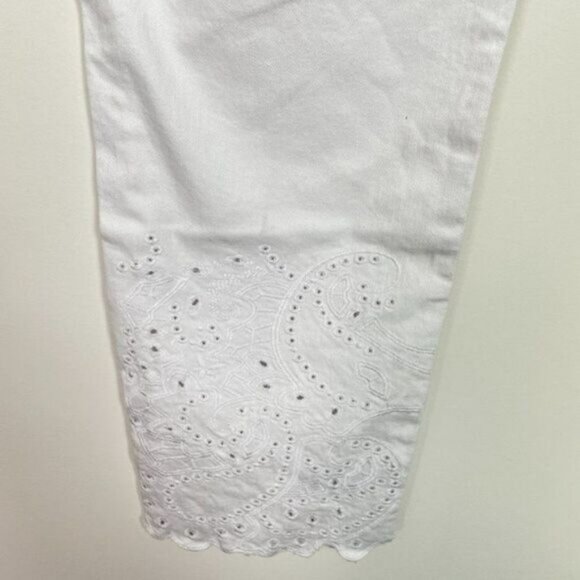 Ted Baker Marriaa Embroidered Hem High Rise Skinny Ankle Jean White Plus Size 34 - Picture 12 of 16